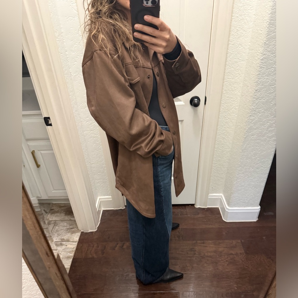 NEW NWT Anthropologie Pilcro The Tillie Relaxed Faux-Suede Shacket M